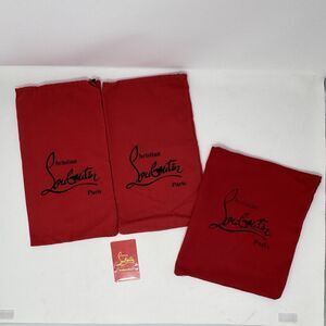 Authentic Christian Louboutin Red Cloth Drawstring Dust Bags Lot of 3 Logo